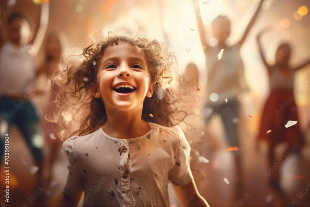 Portrait of a cheerful girl dancing in studio, selective focus Portrait of a cheerful girl dancing in studio, selective focus