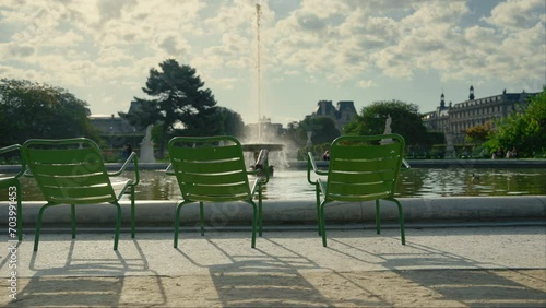 The famous Tuileries garden in Paris, France, slow motion