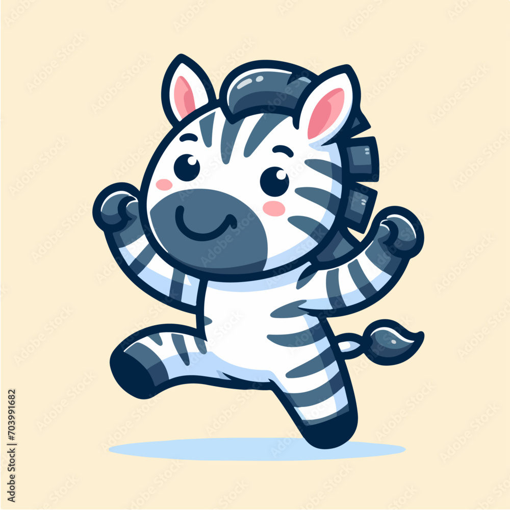 Vector zebra dancing illustration