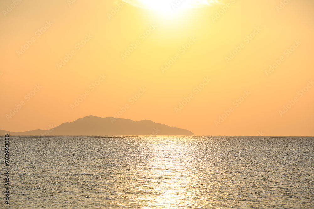 Sunset over island at Chonburi province of Thailand