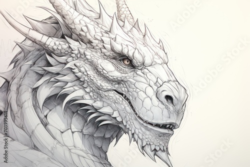  a drawing of a dragon's head with sharp 