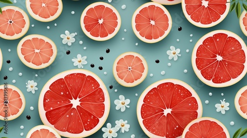 Seamless grapefruit fruit slice earthy color photo