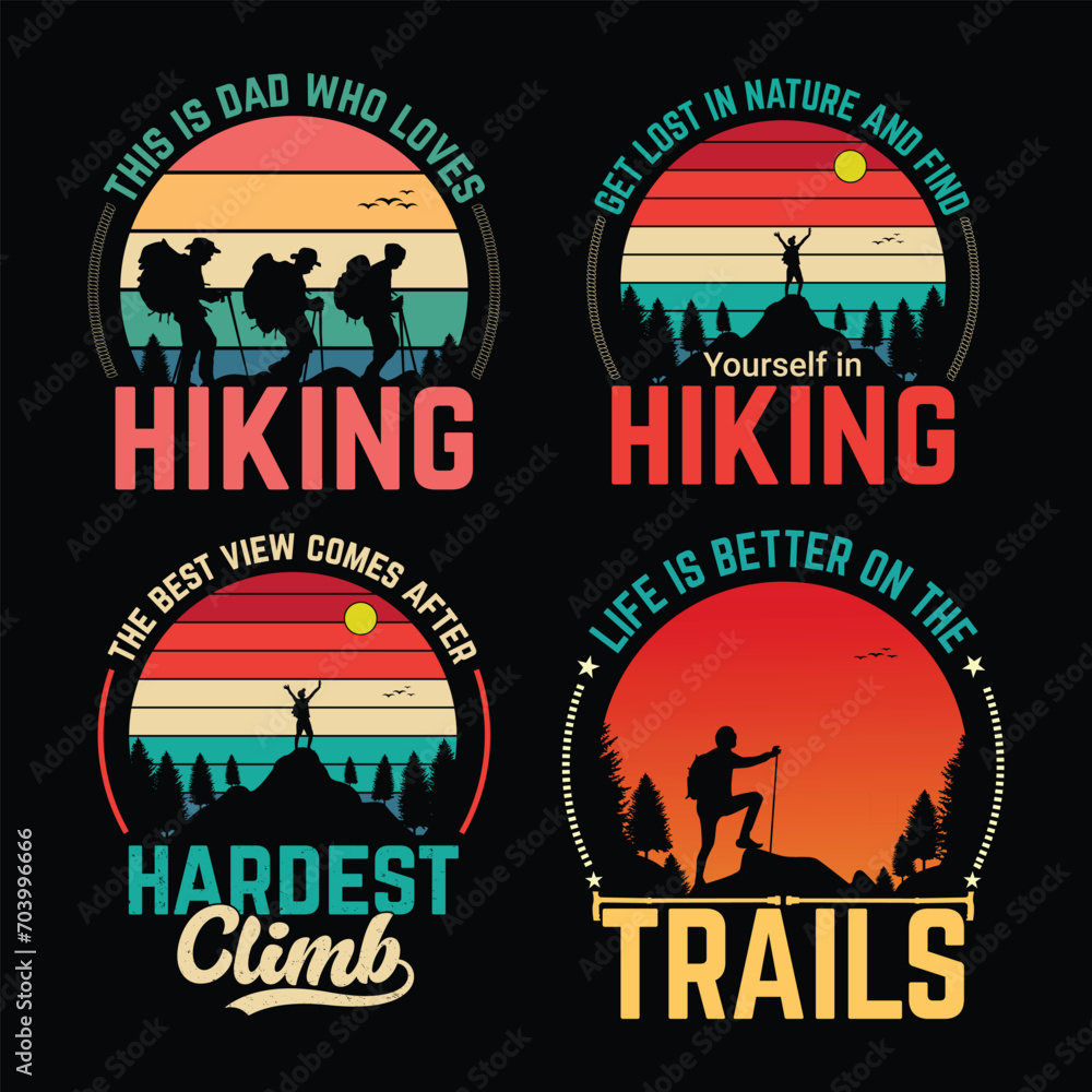 Hiking quotes bundle design, quotes bundle hiking vintage tshirt design.