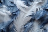  a bunch of blue and white feathers on a black and white background with a blurry image of the back of the feathers and the back of the back of the feathers.