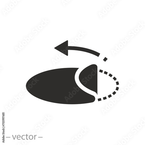 open here icon, peel off sticker, arrow pulling edge, flat symbol on white background - vector illustration