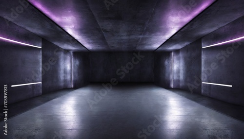 dark empty concrete interior neon reflection generation ai