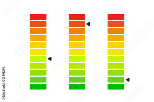Indicator icons by color. Flat, color, vertical indicators icons. Vector icons