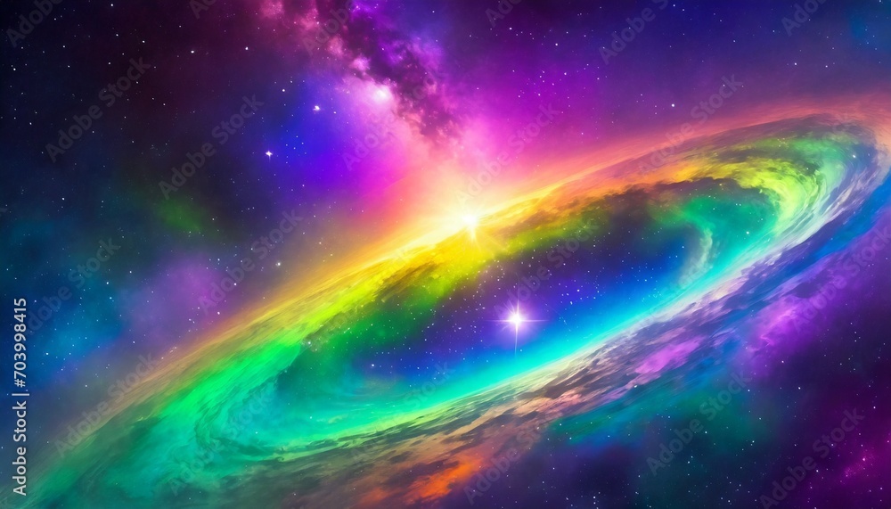 the rainbow multiverse in orbit illustration m galactic art m cosmic art m fantasy art m digital art