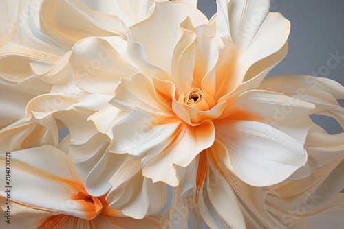  a close up of a white flower with orange stamens in the middle of the petals and the center of the flower with an orange stamens in the middle of the petals. © Shanti