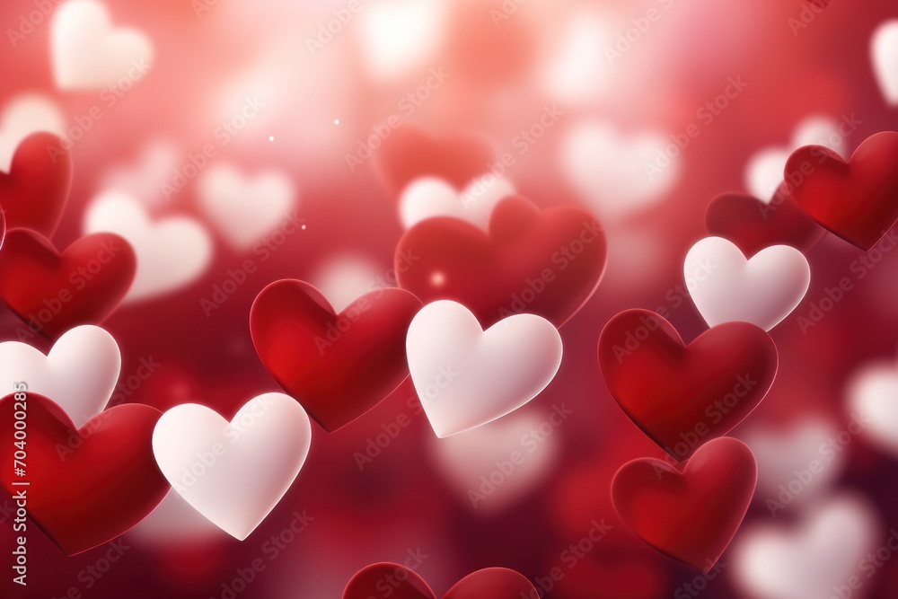 a bunch of red and white hearts floating in the air on a red and white background with a boke of red and white hearts in the middle of the image. a bunch of red and white hearts floating in the air on a red and white background with a boke of red and white hearts in the middle of the image.