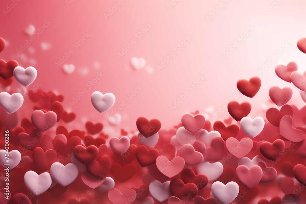 a bunch of red and white hearts floating in the air on a pink and red background with space for a text or an image to put on the left side of the image. a bunch of red and white hearts floating in the air on a pink and red background with space for a text or an image to put on the left side of the image.