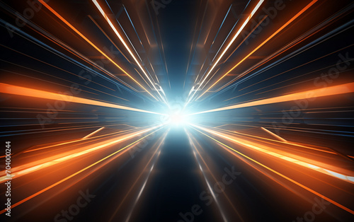 Orange light shining through futuristic tunnel