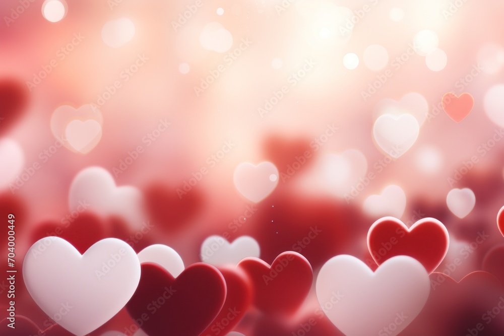  a bunch of red and white hearts on a pink and red background with a boke of white hearts in the middle of the image and a red and white heart in the middle of the middle.