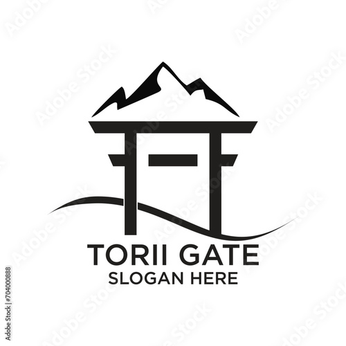 Torii gate logo design simple concept Premium Vector