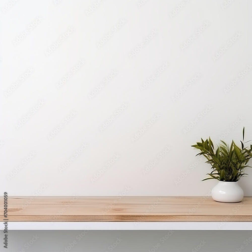 Fototapeta premium Minimalist Desk with Potted Plant