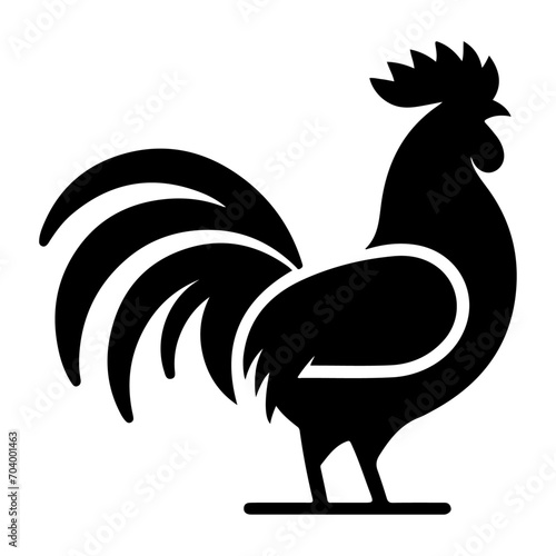 Rooster vector silhouette black color, Chicken vector silhouette, isolated white background