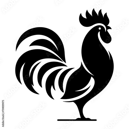 Rooster vector silhouette black color, Chicken vector silhouette, isolated white background