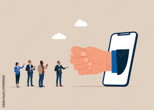 Fig, kukish - a finger gesture from Laptop. The thumb is clamped between the middle and index finger. Internet community. Flat vector illustration