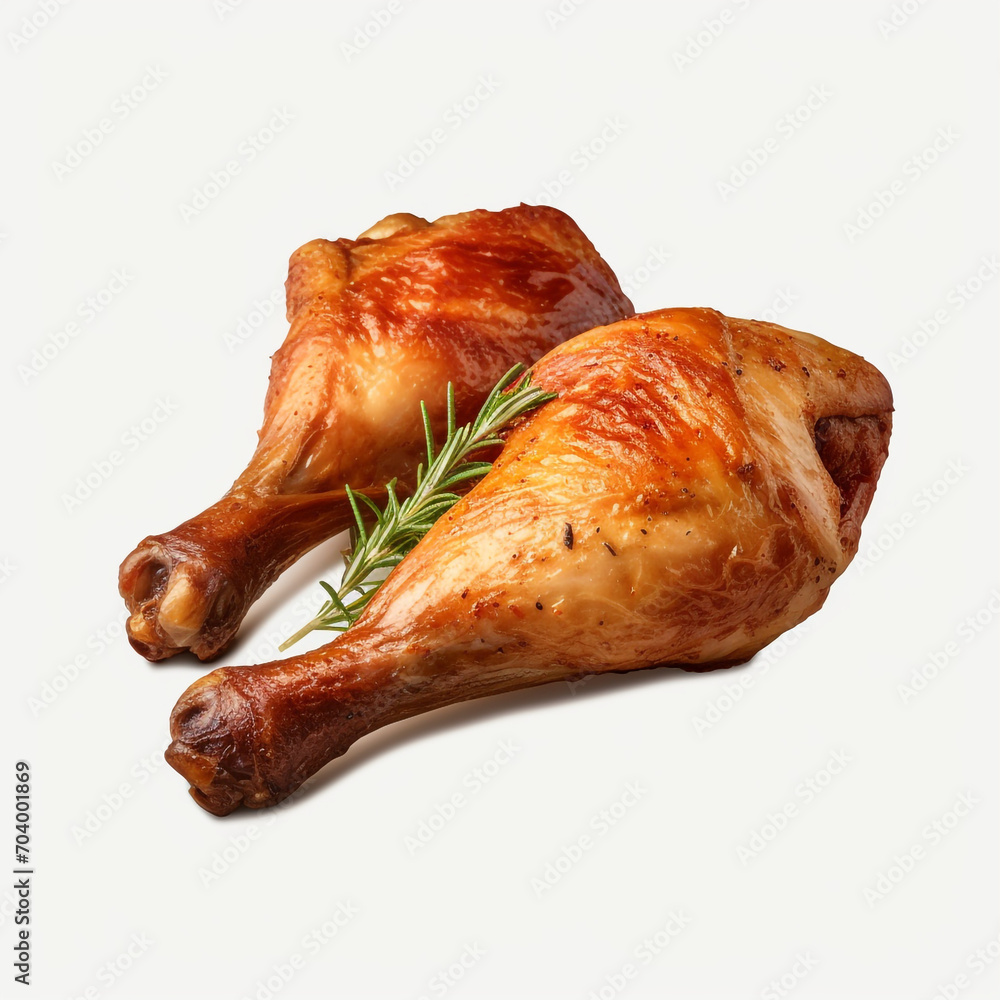 roasted chicken leg pieces on transparent background created with Generative Ai roasted chicken leg pieces on transparent background created with Generative Ai