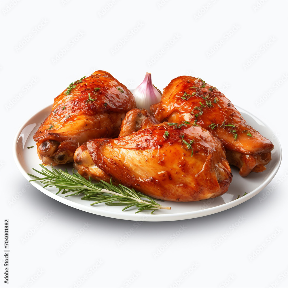 roasted chicken leg pieces on transparent background created with Generative Ai roasted chicken leg pieces on transparent background created with Generative Ai