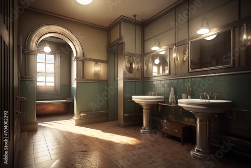 Interior of bathroom in luxury house in Art-deco style.