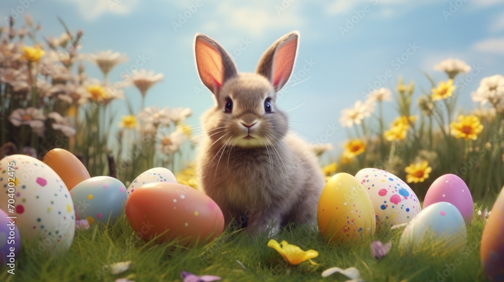 Spring Easter card with cute bunny Spring Easter card with cute bunny