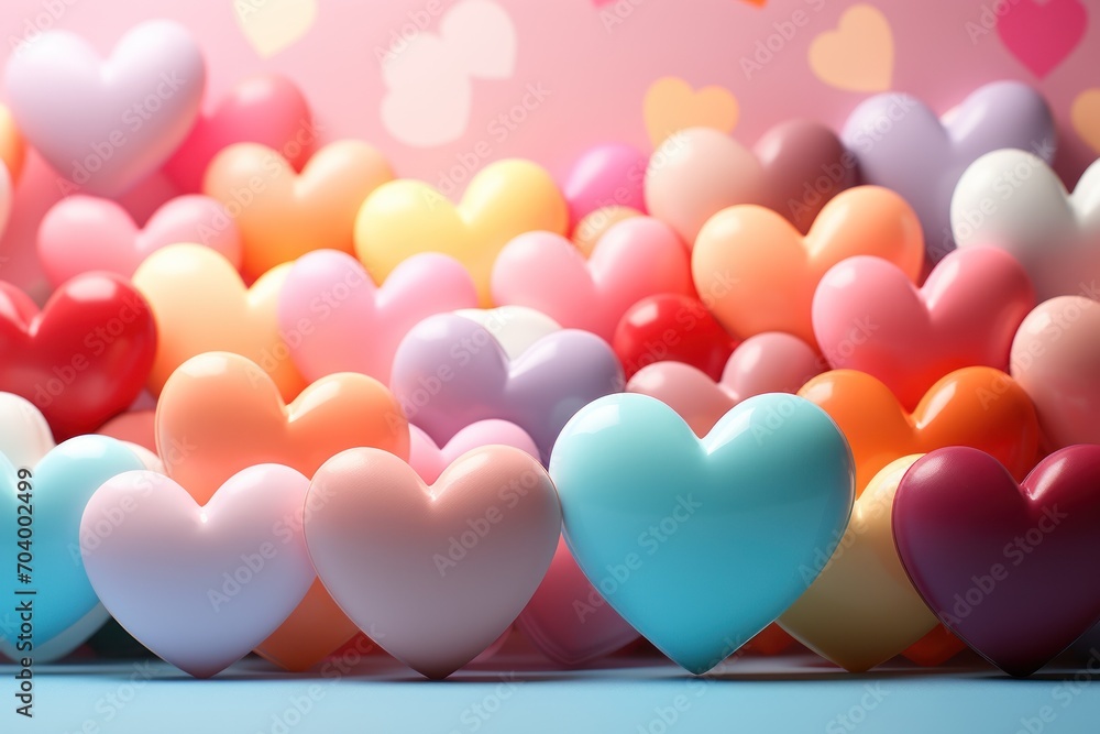 a group of heart shaped balloons sitting on top of a blue and pink surface with hearts in the middle of the image and a pink background with hearts in the middle. a group of heart shaped balloons sitting on top of a blue and pink surface with hearts in the middle of the image and a pink background with hearts in the middle.