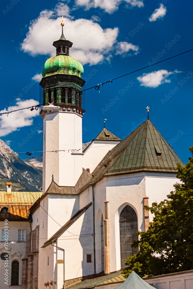 A church on a sunny summer day at Innsbruck, Tyrol, Austria