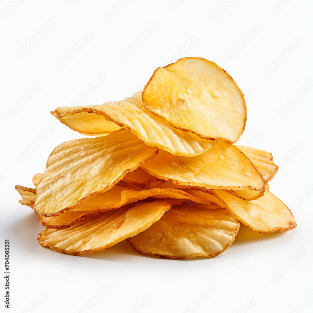 pile of potato chips on transparent background created with Generative Ai pile of potato chips on transparent background created with Generative Ai