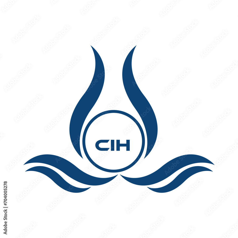 CIH letter water drop icon design with white background in illustrator ...