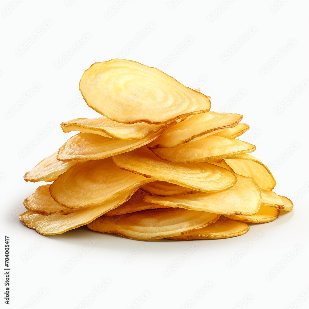 pile of potato chips on transparent background created with Generative Ai pile of potato chips on transparent background created with Generative Ai