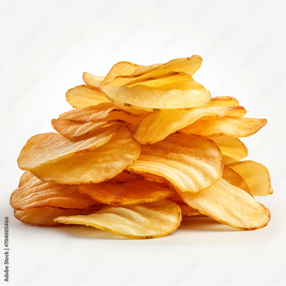 pile of potato chips on transparent background created with Generative Ai pile of potato chips on transparent background created with Generative Ai