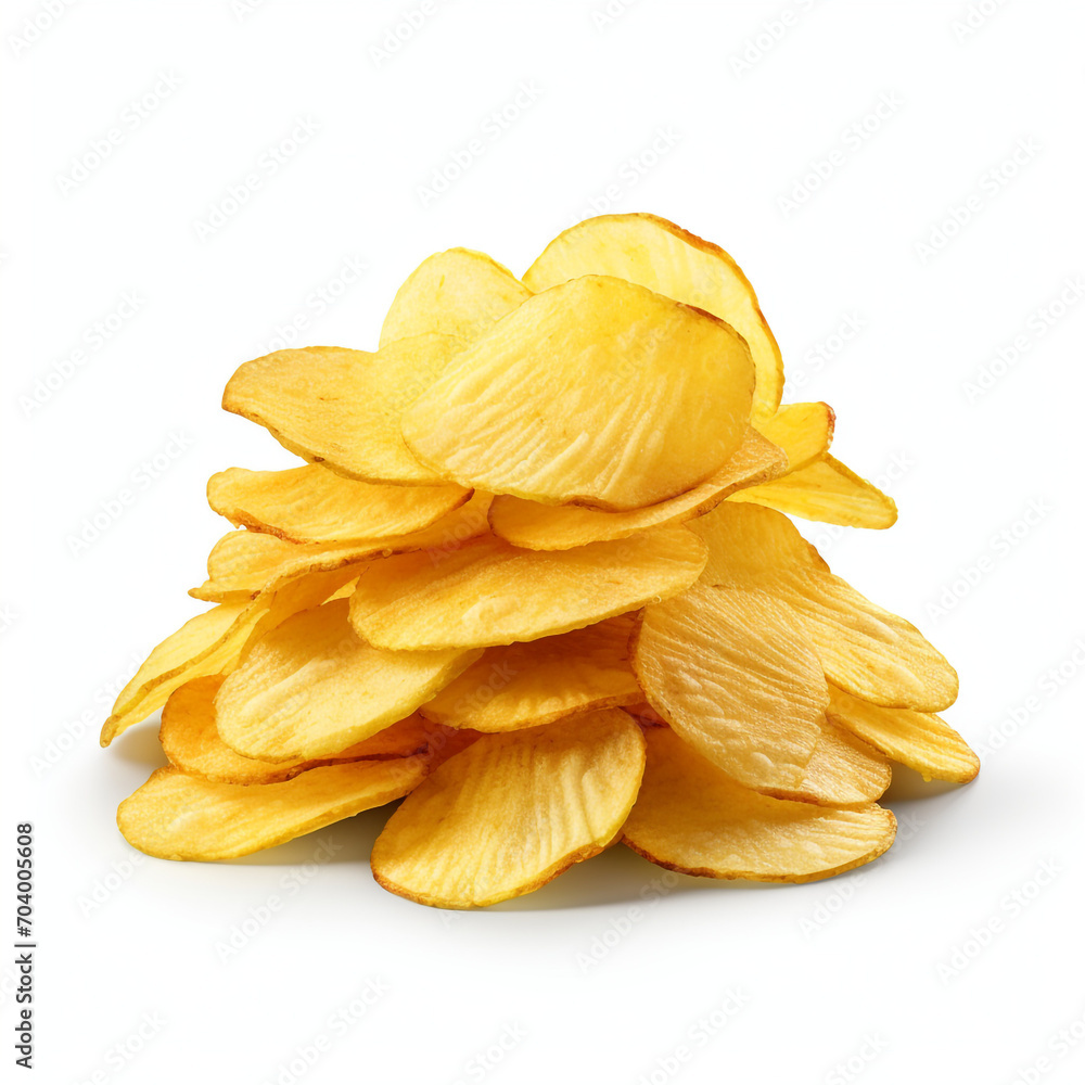 pile of potato chips on transparent background created with Generative Ai pile of potato chips on transparent background created with Generative Ai