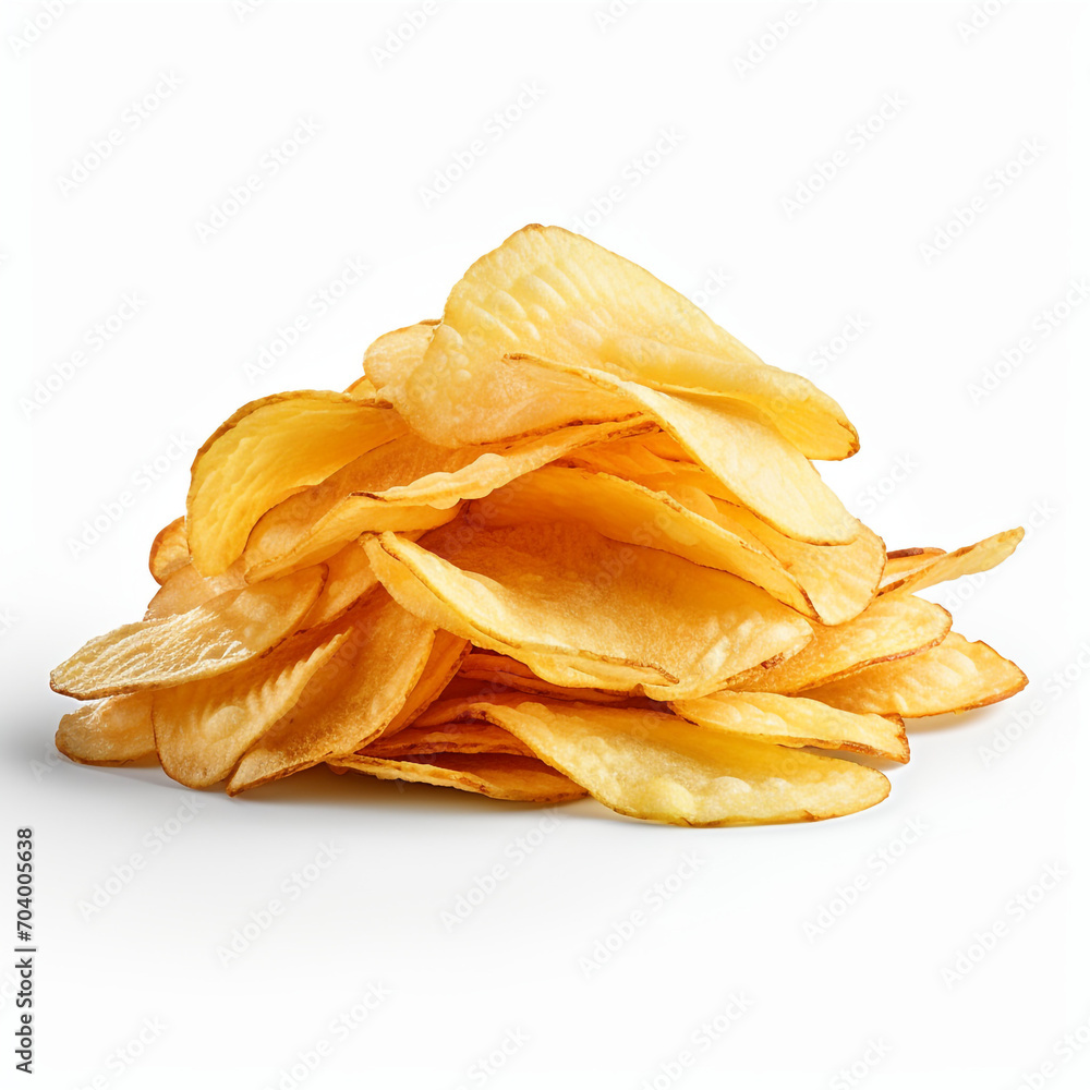 pile of potato chips on transparent background created with Generative Ai pile of potato chips on transparent background created with Generative Ai