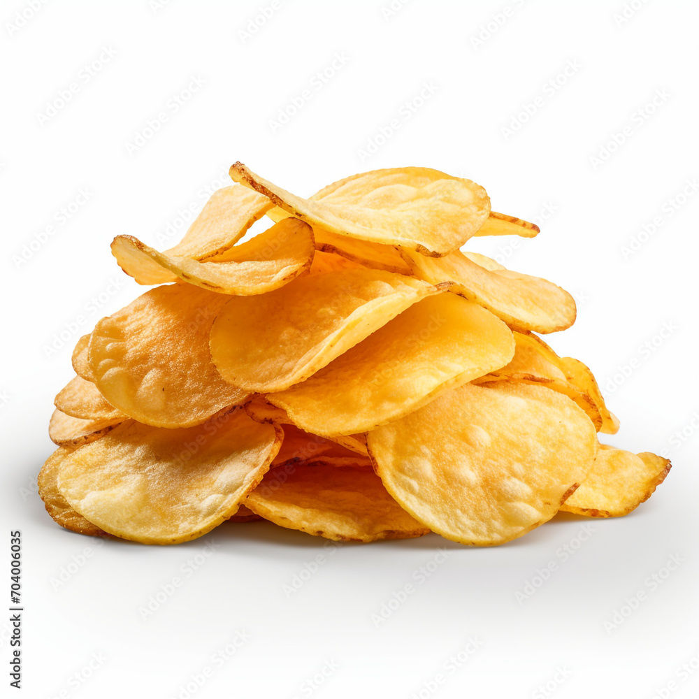 pile of potato chips on transparent background created with Generative Ai pile of potato chips on transparent background created with Generative Ai