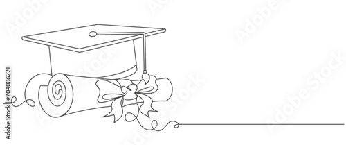 hand drawn line art vector illustration of graduation hat, graduation line art style vector illustration
