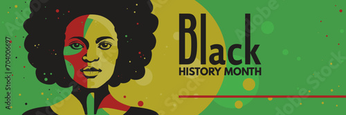Black history month banner. Vector illustration ofa black woman