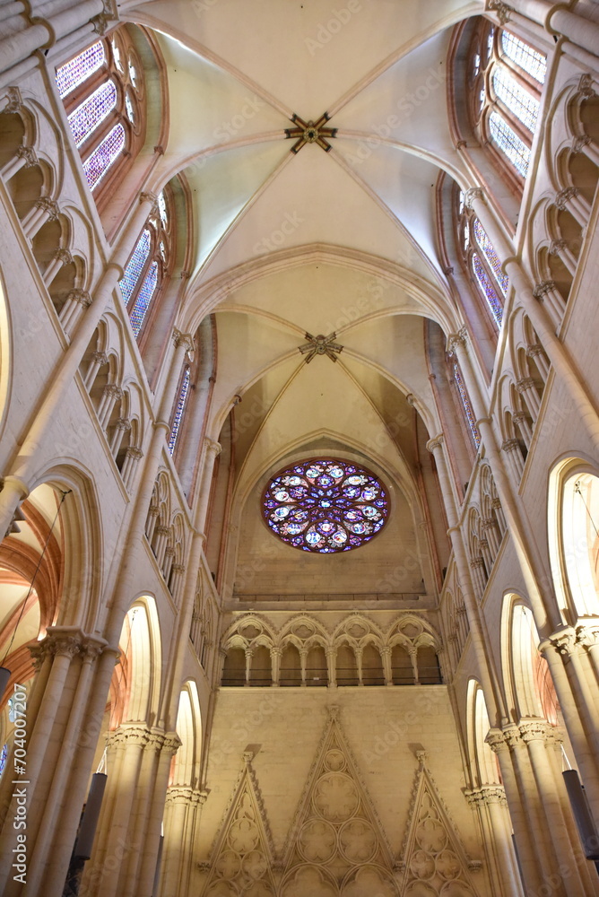 Nef gothique de la cathédrale Saint-Jean dans le vieux Lyon. France