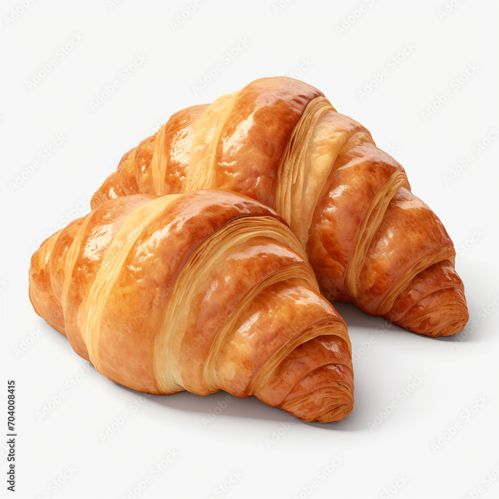 fresh crispy croissants isolated on transparent background created with Generative Ai