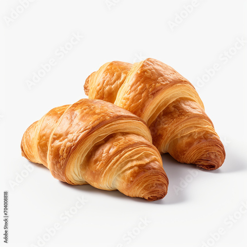 fresh crispy croissants isolated on transparent background created with Generative Ai