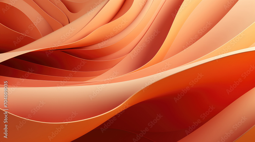 Abstract geometric spiral. Waves in a gentle gradient of orange-peach shade on an orange background Abstract geometric spiral. Waves in a gentle gradient of orange-peach shade on an orange background