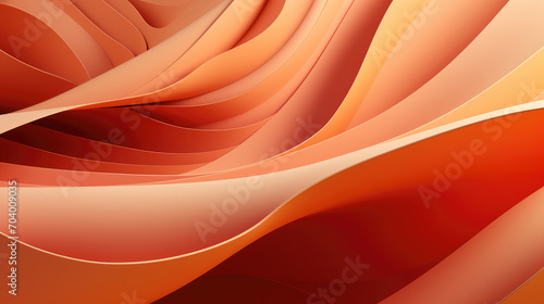 Abstract geometric spiral. Waves in a gentle gradient of orange-peach shade on an orange background