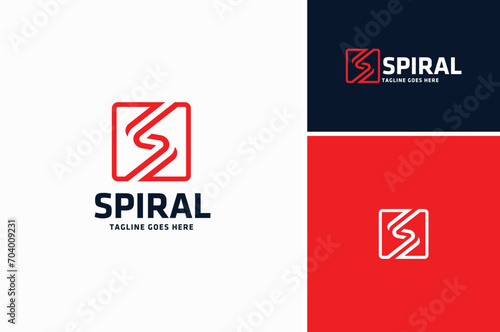 Initial Letter S Spiral Stripes spinning Helix with simple modern line style logo design