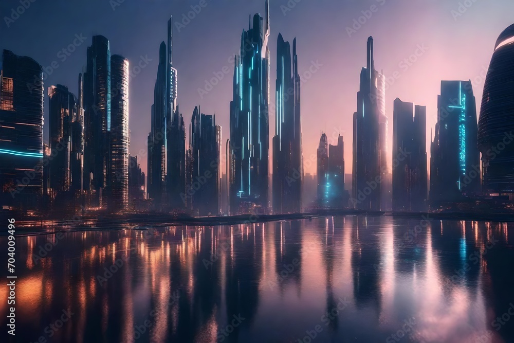 Fototapeta premium city skyline at sunset