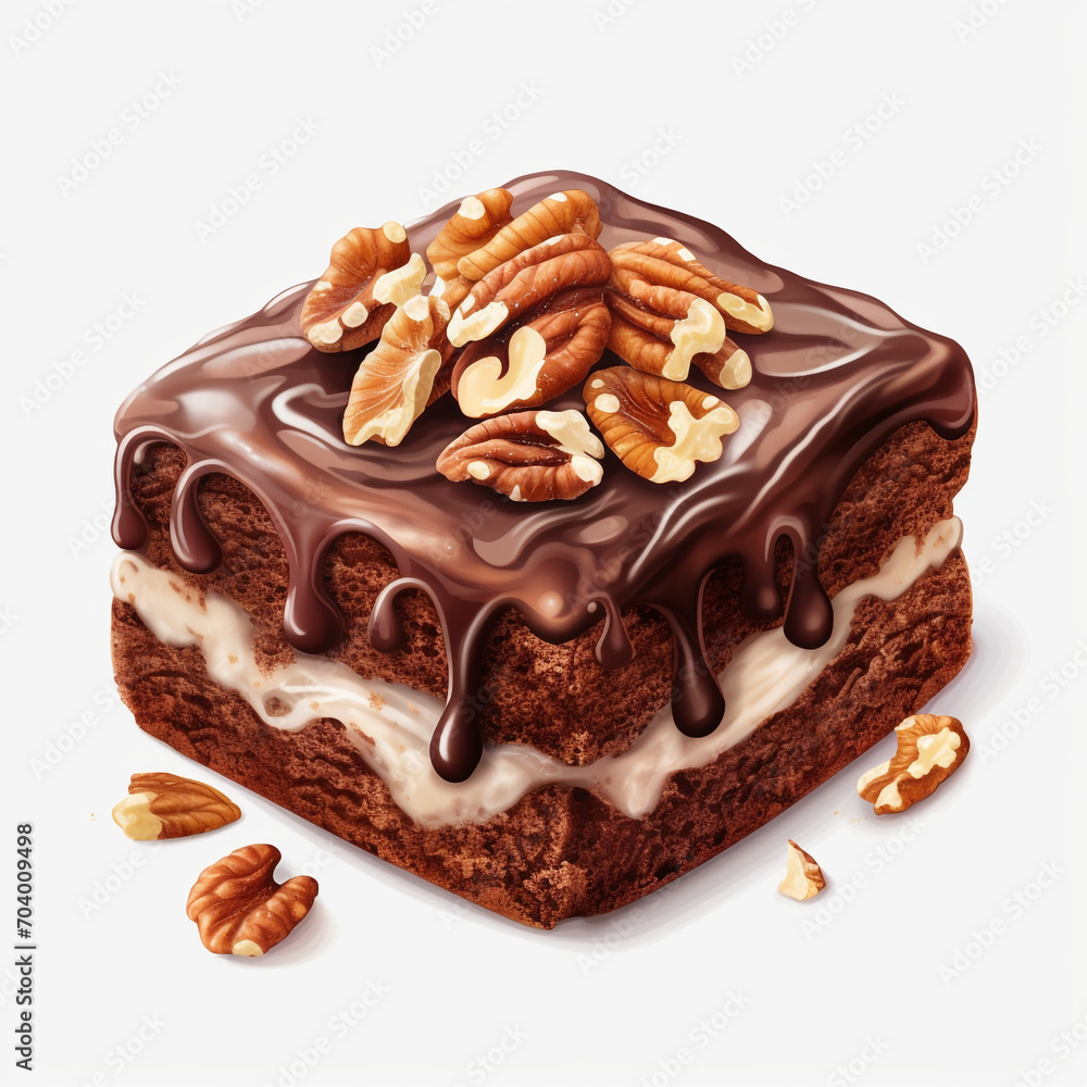 delicious and fresh brownie with nuts on transparent background created with Generative Ai delicious and fresh brownie with nuts on transparent background created with Generative Ai