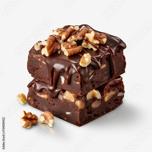 delicious and fresh brownie with nuts on transparent background created with Generative Ai