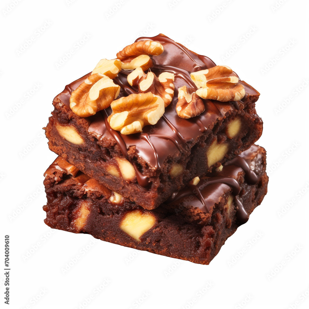 delicious and fresh brownie with nuts on transparent background created with Generative Ai delicious and fresh brownie with nuts on transparent background created with Generative Ai