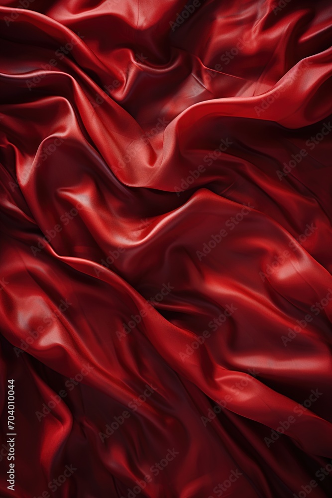 Fototapeta premium Red silk fabric with waves