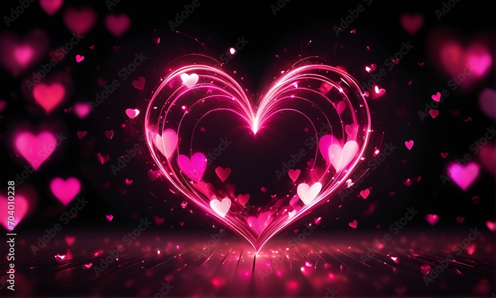 Glowing, colorful Valentine's background. copy space. Generative AI Glowing, colorful Valentine's background. copy space. Generative AI
