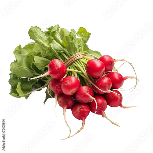 bunch of radishes isolated against transparent background